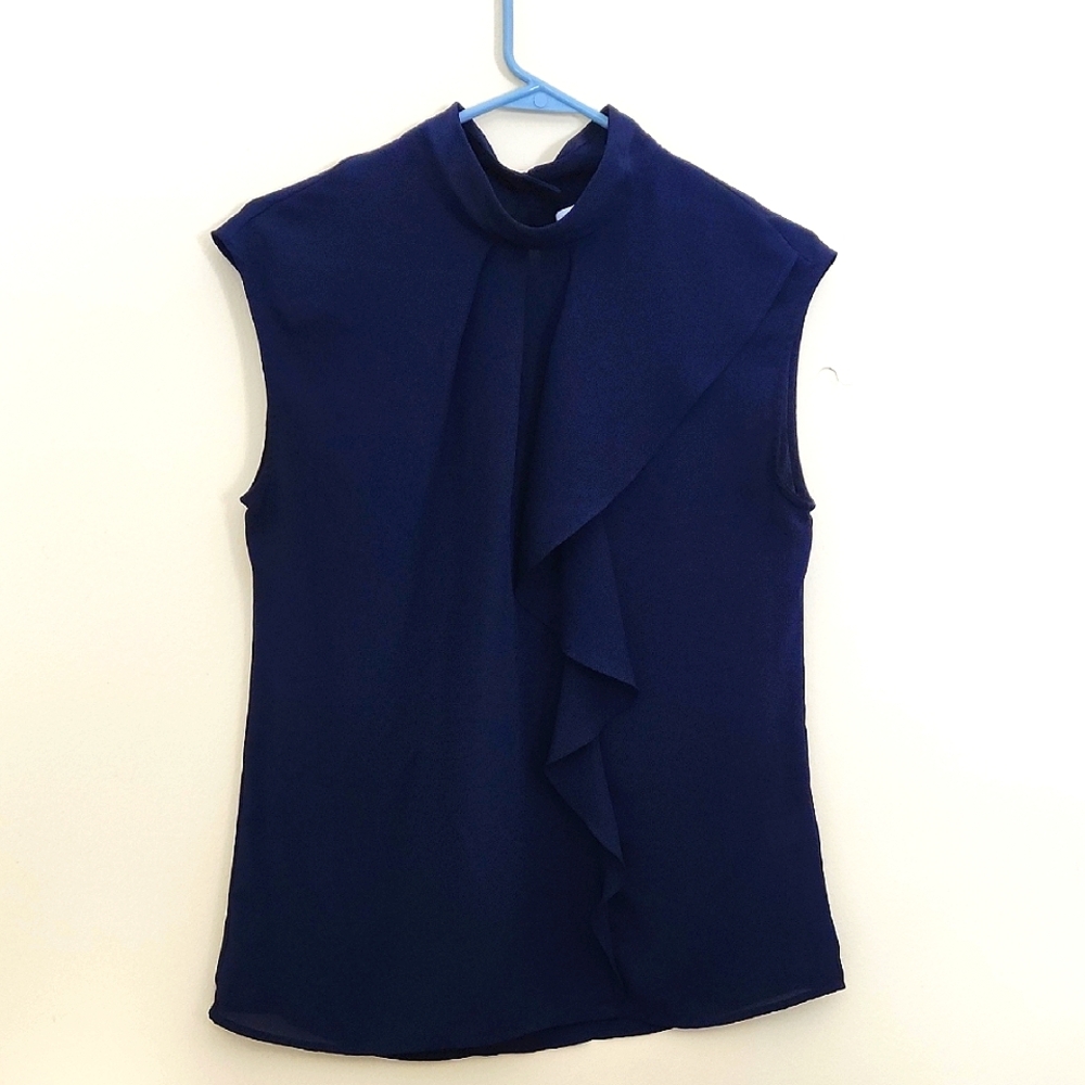 Elegant NY&C Navy Sleeveless Blouse